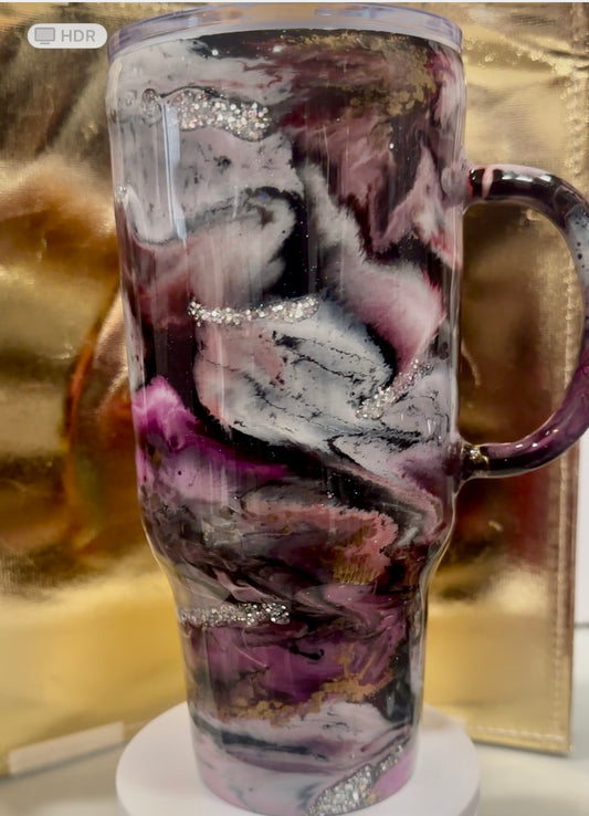 32 oz Modern Curve Tumbler with handle “Purple Delight”