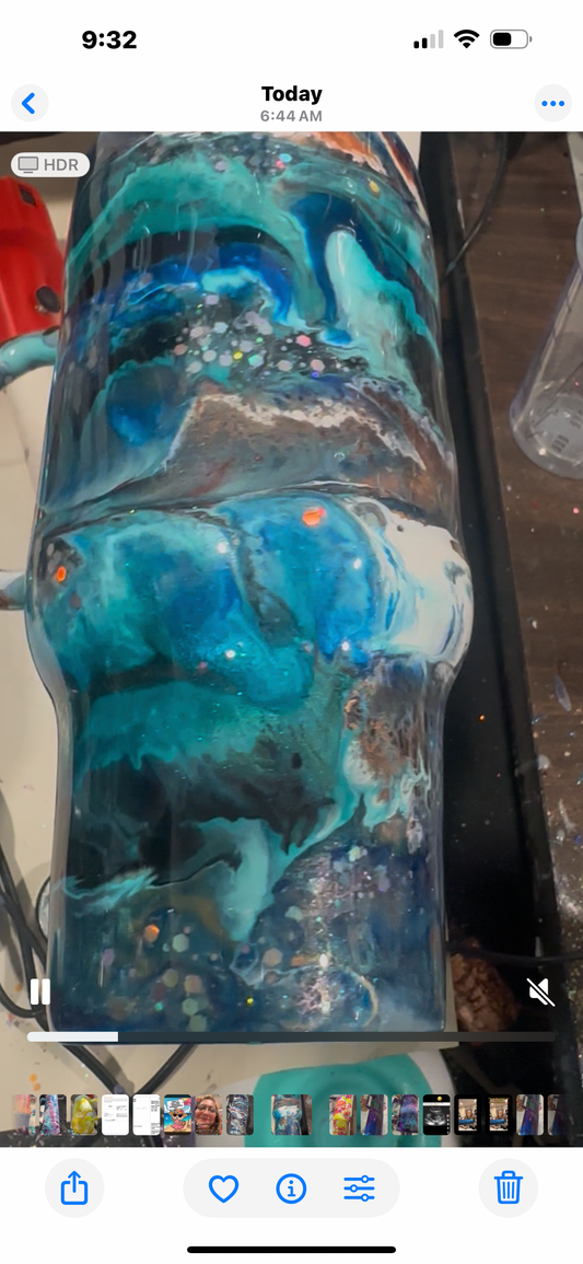 32 oz Modern Curve Tumbler with handle “Teal treasure”