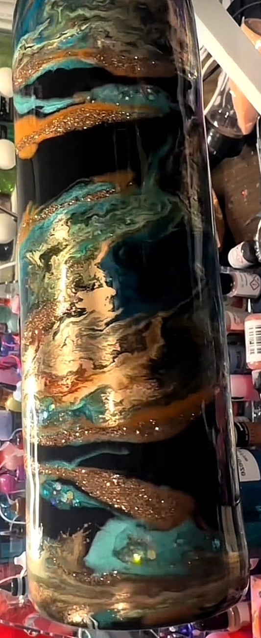 30 Oz Tumbler Black with Gold Swirls - Be Bold