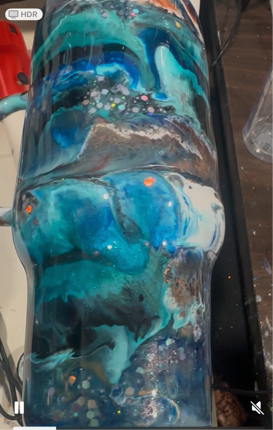 32 oz  Modern Curve Tumbler with handle “Teal treasure”