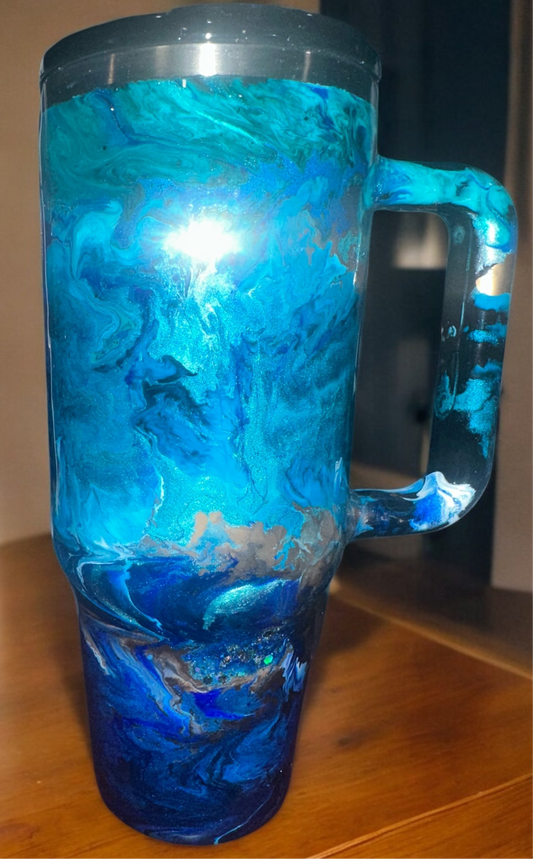 40 OZ Tumbler with handle “Sea Breeze”