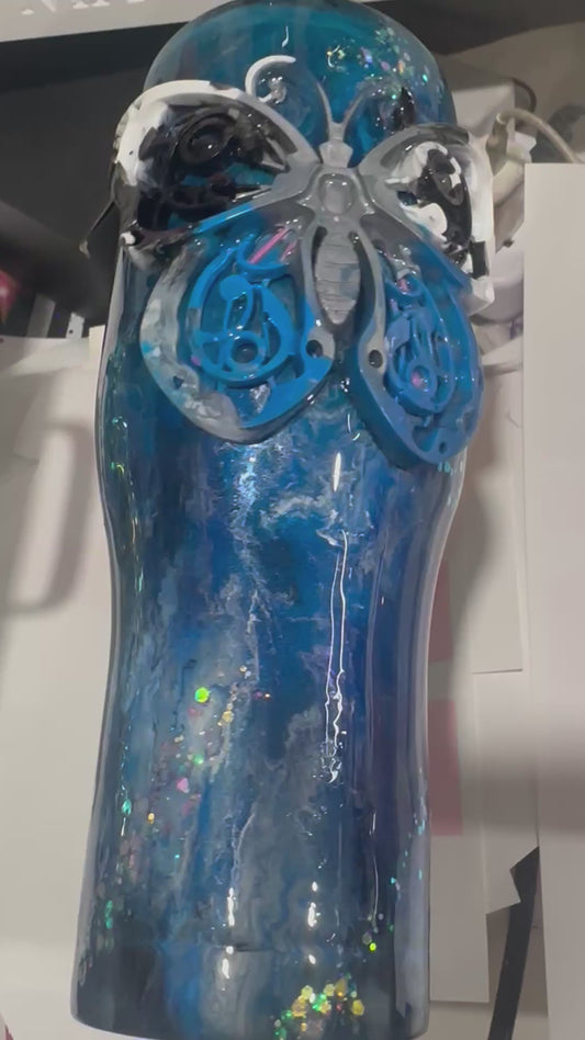 40 OZ Tumbler with handle w butterfly