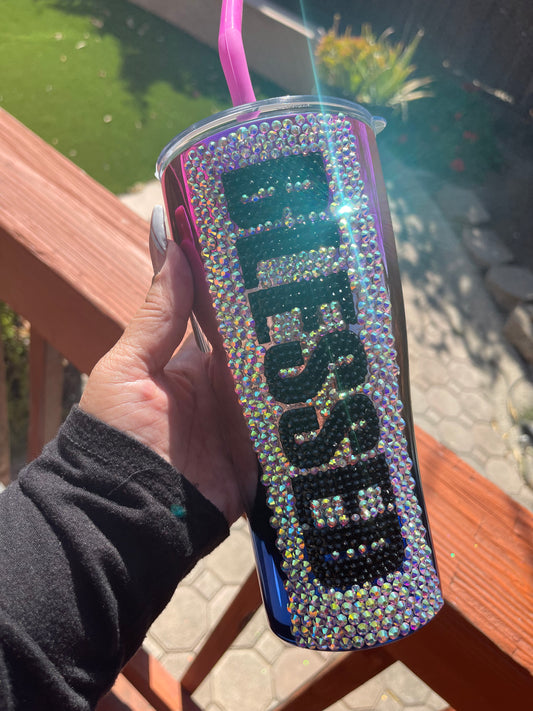 Blessed Rhinestone tumbler